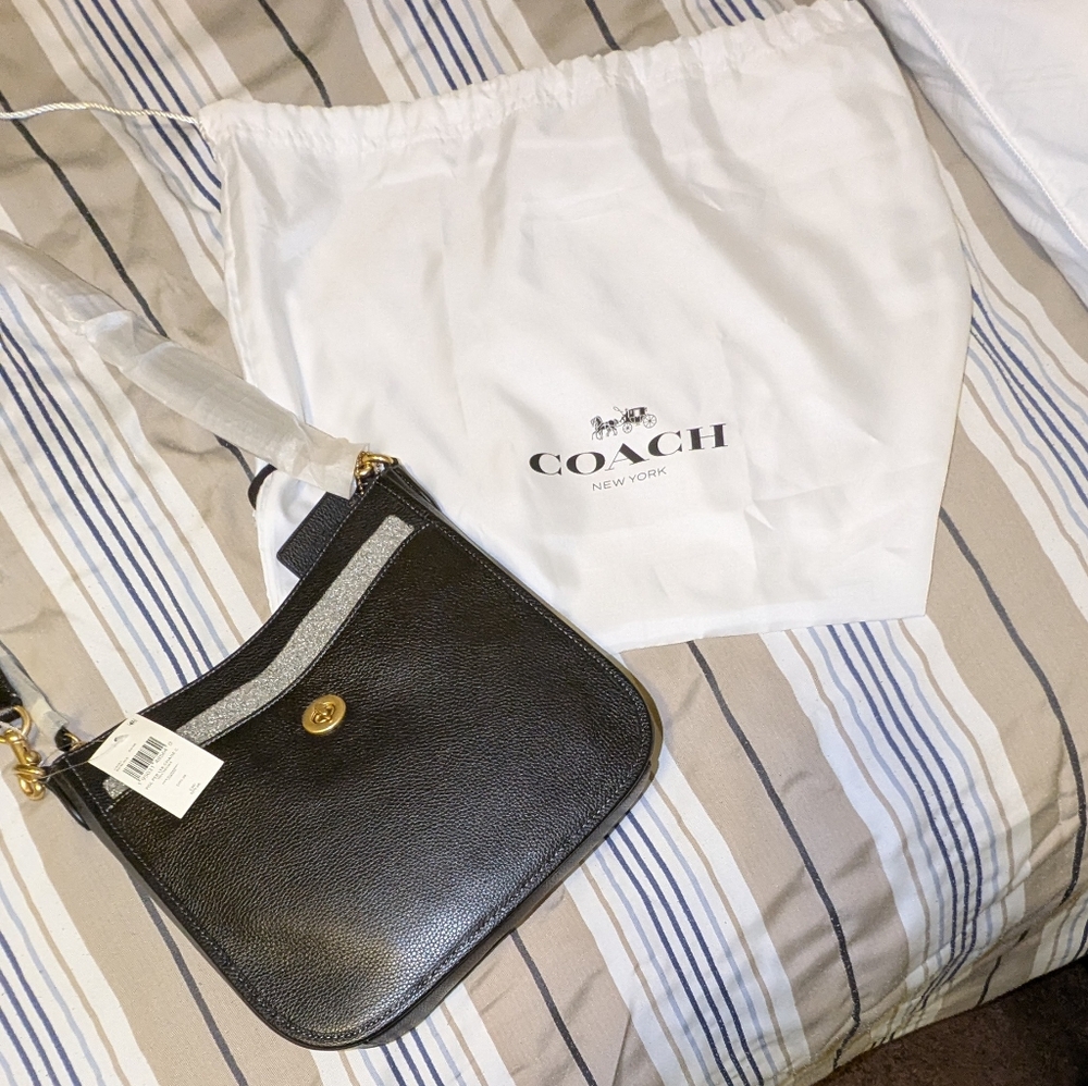 Coach Black Crossbody Bag with Gold Accents